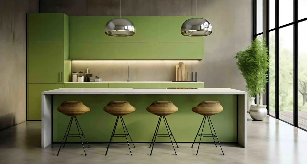 soothing green kitchen colour design ideas